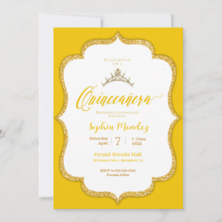 Quinceanera - Einladung zu Gelb- und Goldherzen