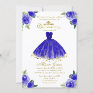 Quinceanera-Einladung Zweisprachig Königlich Blaue Einladung