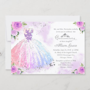 Quinceanera-Einladung Zweisprachig Pastellfarben Einladung