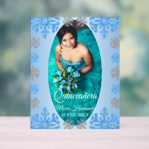Quinceañera Eisblau Silber Winter Schneeflocke Acrylschild