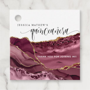 Quinceañera, Elegant Burgundy Red und Berry Agate Geschenkanhänger