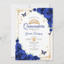 Quinceanera Elegant Chic Königlich Blaue Rosen Gol