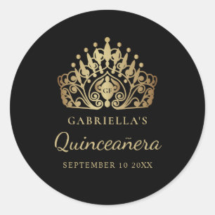 Quinceañera Elegante Prinzessin Tiara Crown Runder Aufkleber