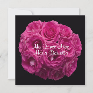 Quinceanera Elegante Rosa Rosa Bouquet Einladung