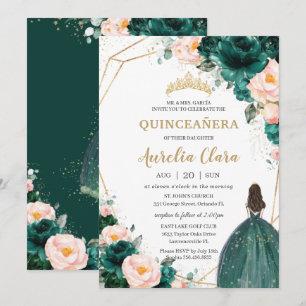 Quinceañera Emerald Green Blush Einladung