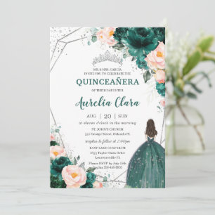 Quinceañera Emerald Green Blush Einladung