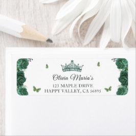 Quinceañera Emerald Green Floral Butterfliegen Tia