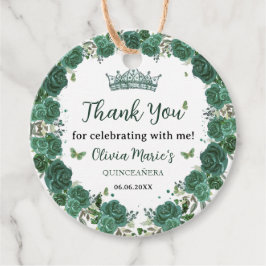 Quinceañera Emerald Green Floral Butterfliegen Tia Geschenkanhänger