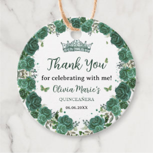 Quinceañera Emerald Green Floral Butterfliegen Tia Geschenkanhänger