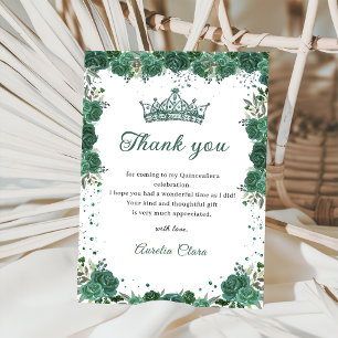 Quinceañera Emerald Green Floral Carte de remercie