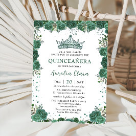 Quinceañera Emerald Green Floral Crown Geburtstag Einladung