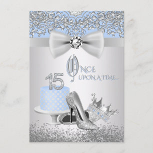Quinceanera en argent bleu Princesse Invitations