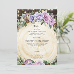 Quinceañera Enchanted Forest Purple Floral Menu