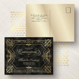 Quinceanera Enregistrer la date Carte postale noir