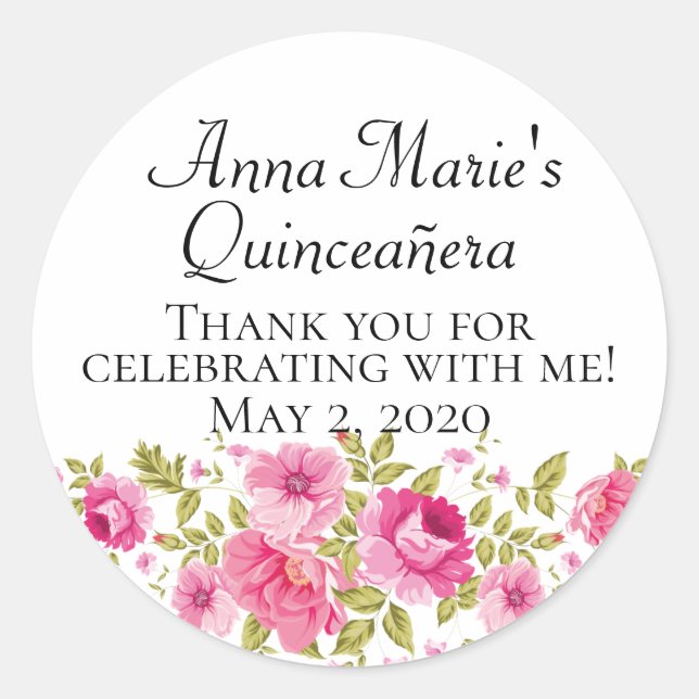 Quinceañera étiquettes personnalisés pour votre 15 (Devant)
