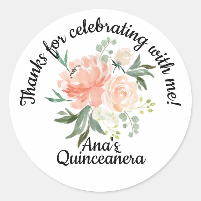 Quinceañera étiquettes pour 15ème anniversaire de  (Devant)