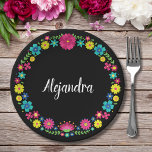 QUINCEAÑERA - FARBHAFTE BLUME PAPPTELLER<br><div class="desc">Quinceañera farbenfrohe mexikanische Blume</div>