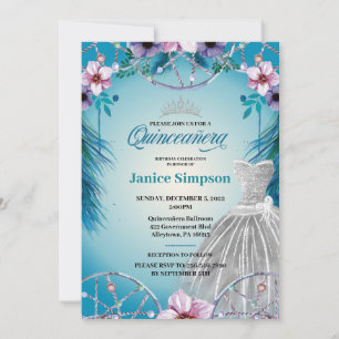 Quinceañera feather Dream fänger pink Inv Einladung