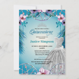 Quinceañera feather Dream fänger pink Inv Einladung