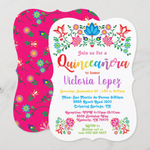Quinceañera Fiesta-Geburtstags-Party folkart Einladung