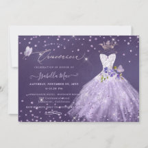 Quinceanera Flieder Lila Silber Glitter Kleid Einl
