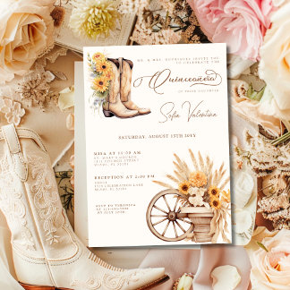 Quinceañera Floral Charro Sonnenblume Land Rustika Einladung