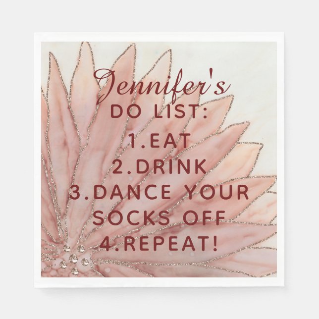 Quinceanera Floral Do List Napkins Serviette (Vorderseite)