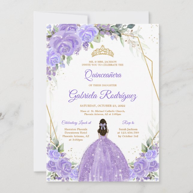 Quinceanera Floral Invitation (Devant)