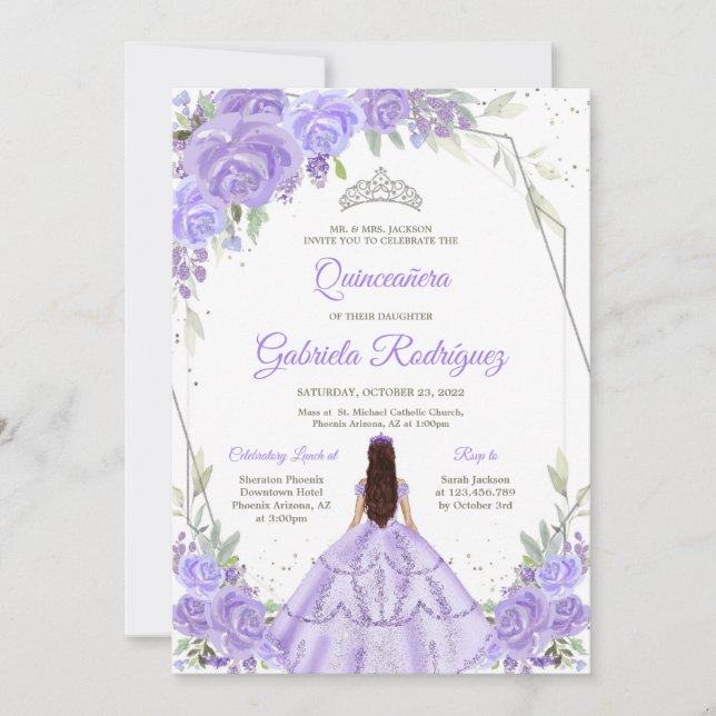 Quinceanera Floral Invitation (Devant)