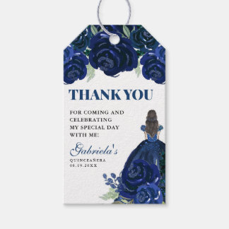 Quinceanera Floral Navy Blue Gold Mis Quince Anos Geschenkanhänger
