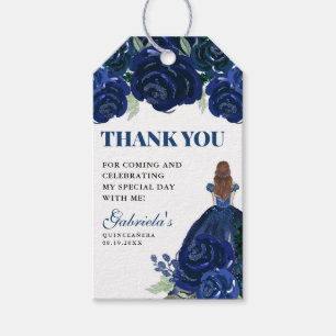 Quinceanera Floral Navy Blue Gold Mis Quince Anos Geschenkanhänger