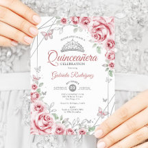 Quinceanera Floral Pink Silber