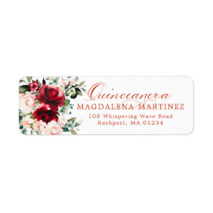 Quinceanera Floral Return Address Label