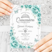Quinceanera Floral Türkis Silver