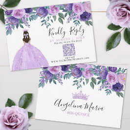 Quinceanera florale violette QR Code RSVP