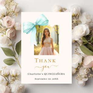 Quinceanera-Foto-Bug aquamarine Creme Dankeskarte
