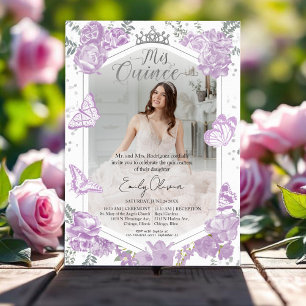 Quinceanera Foto Einladung Lavendel Floral