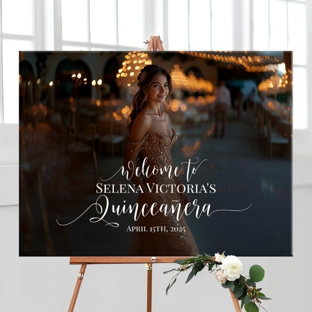 Quinceanera Foto Empfang durch elegante Kalligraph Poster (Von Creator hochgeladen)
