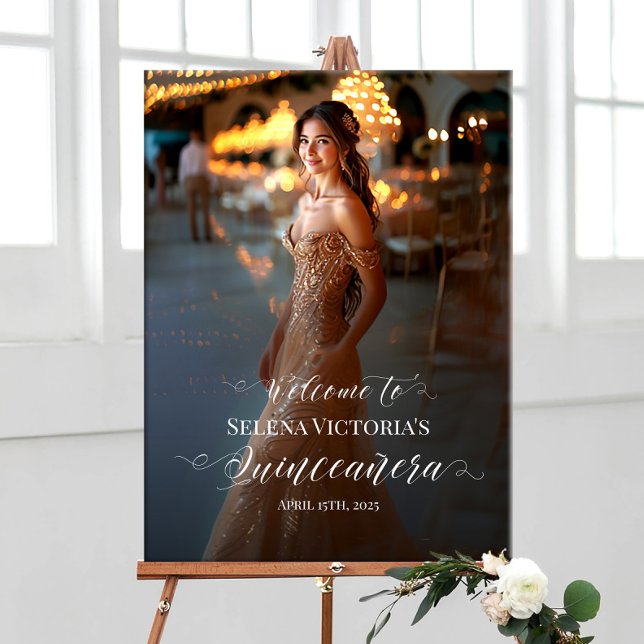 Quinceanera Foto Empfang durch elegante Kalligraph Poster (Von Creator hochgeladen)