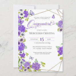 Quinceañera Frühjahrsgarten Blumenschmetterling Pa Einladung