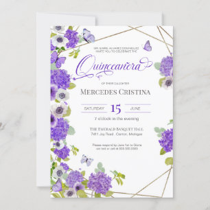 Quinceañera Frühjahrsgarten Blumenschmetterling Pa Einladung