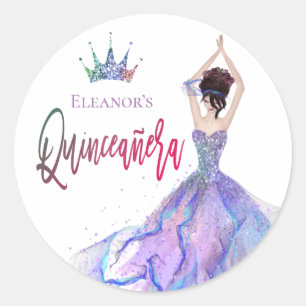 Quinceanera Funkelnd Crown Glam Dancer Lilac Runder Aufkleber