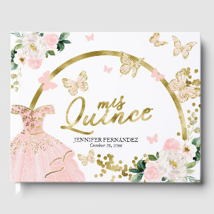 Quinceanera-Gästebuch Rosa Schmetterlingskleid Gästebuch
