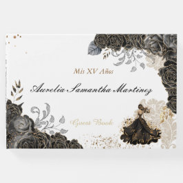 Quinceañera Gästebuch Schwarz und Gold
