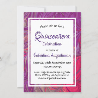 Quinceañera Geburtstag Retro Personalisiert LILA Einladung