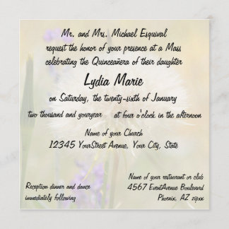 Quinceanera Geburtstags-Massen-Löwenzahn Einladung