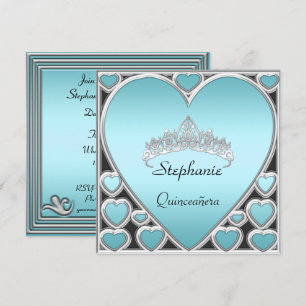 Quinceañera-Geburtstagsfeier blau Einladung