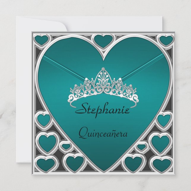 Quinceañera Geburtstagspartei Aquamarin Einladung (Vorderseite)