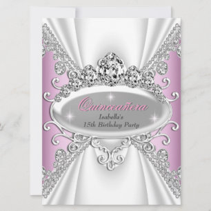 Quinceañera Geburtstagsprinzessin Rosa Diamanten G Einladung
