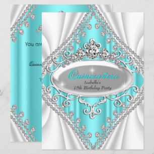 Quinceanera Geburtstagsprinzessin Türkis Diamant G Einladung